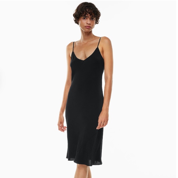 NWT Aritzia Black Chiffon Sheer Long Sleeve Dress + Slip - Picture 1 of 14